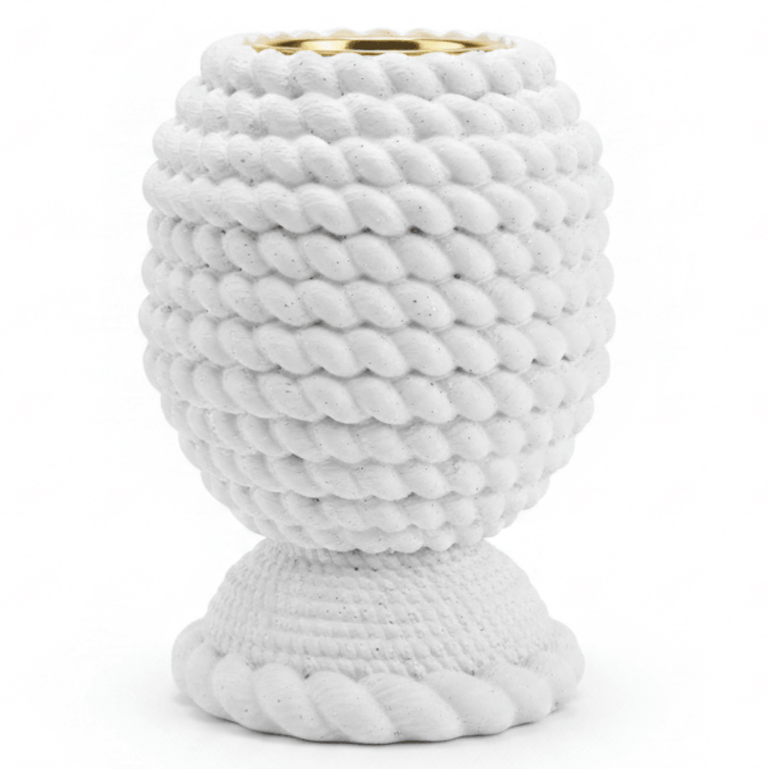 White Elegant Chalk Incense Burner | Handcrafted Bobble Texture | 12cm | Gold Rim - Al Kabayel Discount CentreWhite Elegant Chalk Incense Burner | Handcrafted Bobble Texture | 12cm | Gold RimIncense BurnerAKDCAl Kabayel Discount Centre