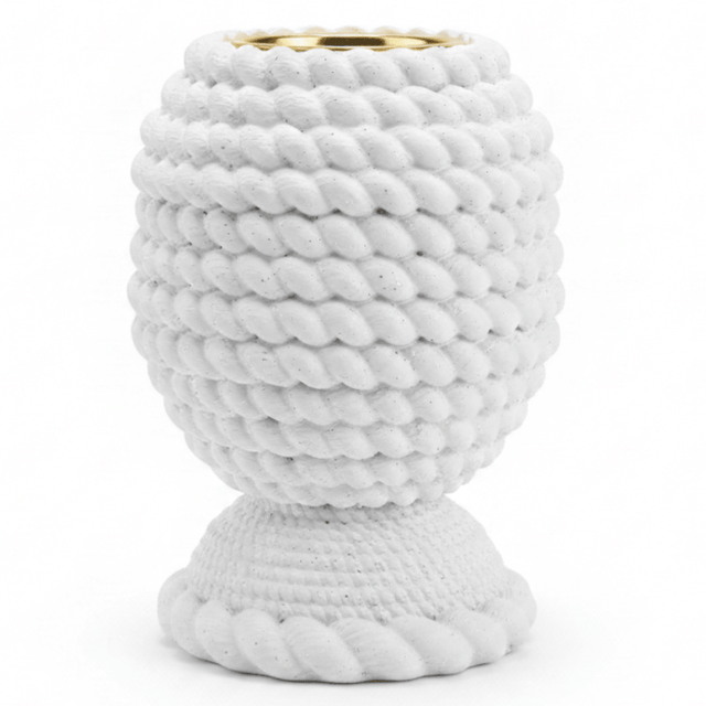White Elegant Chalk Incense Burner | Handcrafted Bobble Texture | 12cm | Gold Rim - Al Kabayel Discount CentreWhite Elegant Chalk Incense Burner | Handcrafted Bobble Texture | 12cm | Gold RimIncense BurnerAKDCAl Kabayel Discount Centre