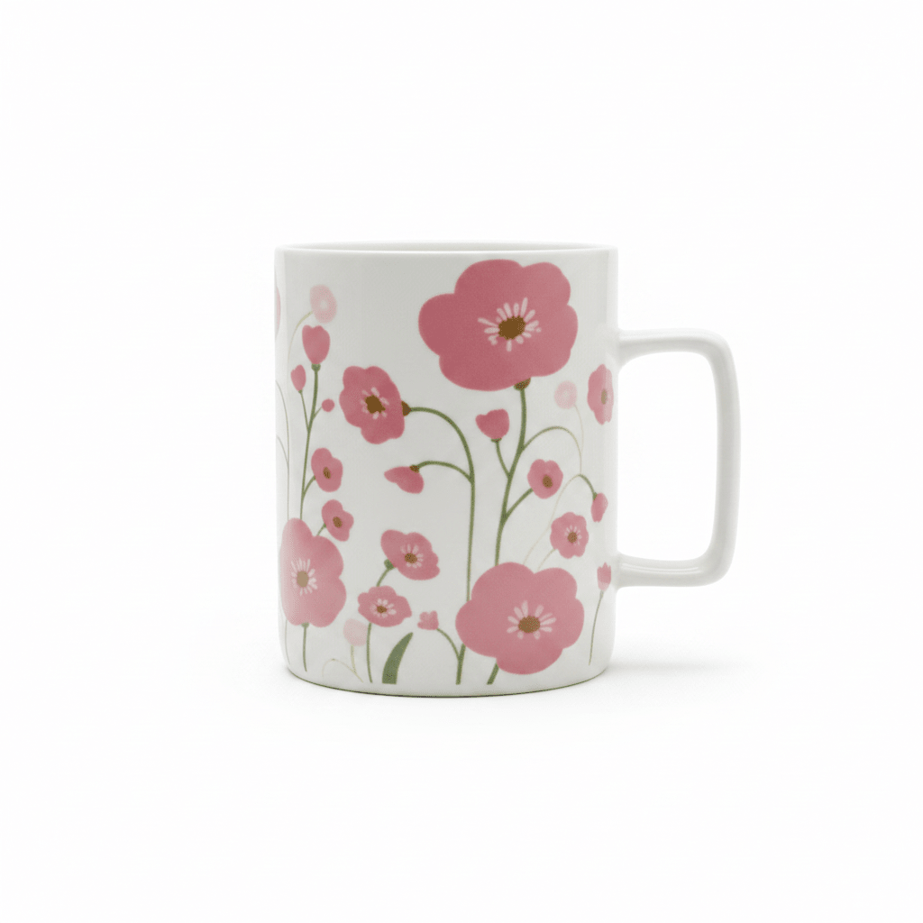 White Floral Poppy Ceramic Mug - 350ml - Al Kabayel Discount CentreWhite Floral Poppy Ceramic Mug - 350mlMugsAKDCAl Kabayel Discount Centre