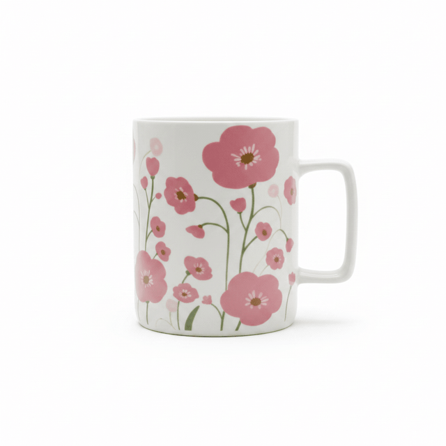 White Floral Poppy Ceramic Mug - 350ml - Al Kabayel Discount CentreWhite Floral Poppy Ceramic Mug - 350mlMugsAKDCAl Kabayel Discount Centre