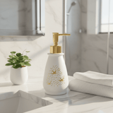 White & Gold Ceramic & Plastic Liquid Soap Dispenser – 400ml - Al Kabayel Discount CentreWhite & Gold Ceramic & Plastic Liquid Soap Dispenser – 400mlHolders & DispensersAKDCAl Kabayel Discount Centre