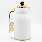 White & Gold Vacuum Flask — 1 Litre | Thermal Insulated Carafe - Al Kabayel Discount CentreWhite & Gold Vacuum Flask — 1 Litre | Thermal Insulated CarafeThermosAKDCAl Kabayel Discount Centre