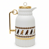 White & Gold Vacuum Flask with Heritage Bird Motif 1 Litre - Al Kabayel Discount CentreWhite & Gold Vacuum Flask with Heritage Bird Motif 1 LitreThermosAKDCAl Kabayel Discount Centre