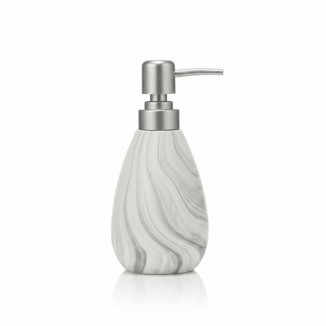 White & Grey Marble Swirl Ceramic & Plastic Liquid Soap Dispenser – 400ml - Al Kabayel Discount CentreWhite & Grey Marble Swirl Ceramic & Plastic Liquid Soap Dispenser – 400mlHolders & DispensersAKDCAl Kabayel Discount Centre
