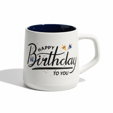 White Orchid Ceramic Mug | Happy Birthday Print | Navy Blue Interior | 400ml - Al Kabayel Discount CentreWhite Orchid Ceramic Mug | Happy Birthday Print | Navy Blue Interior | 400mlMugsORCHIDAl Kabayel Discount Centre