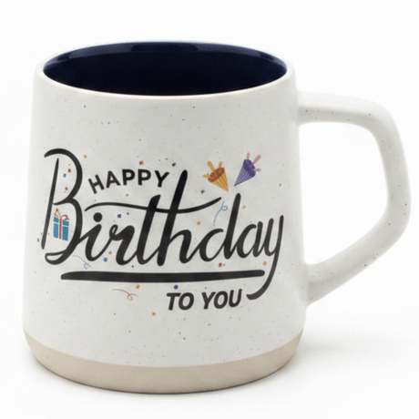 White Orchid Ceramic Mug | Happy Birthday Print | Navy Blue Interior | 400ml - Al Kabayel Discount CentreWhite Orchid Ceramic Mug | Happy Birthday Print | Navy Blue Interior | 400mlMugsORCHIDAl Kabayel Discount Centre