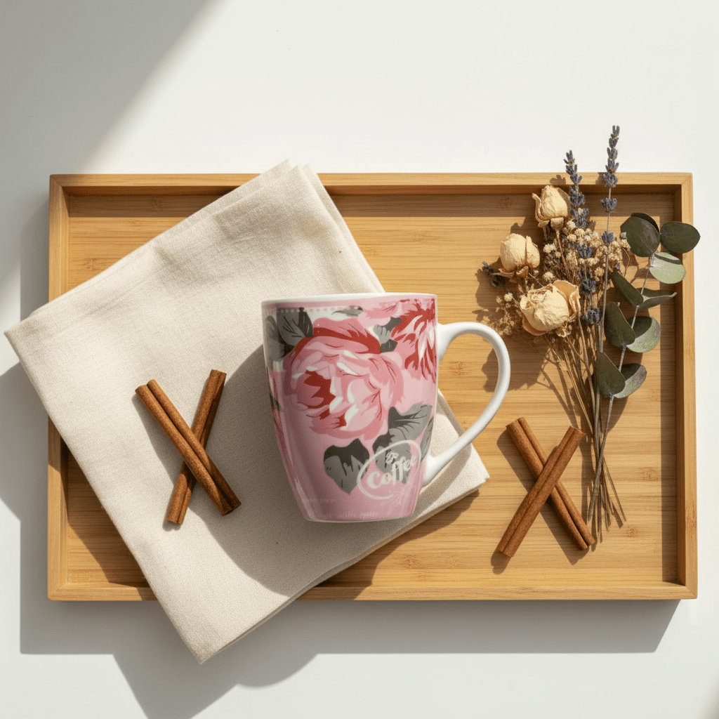 White & Pink Floral Ceramic Mug — 300ml - Al Kabayel Discount CentreWhite & Pink Floral Ceramic Mug — 300mlMugsAKDCAl Kabayel Discount Centre