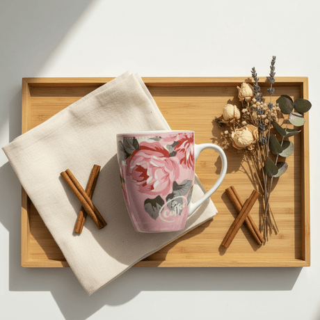White & Pink Floral Ceramic Mug — 300ml - Al Kabayel Discount CentreWhite & Pink Floral Ceramic Mug — 300mlMugsAKDCAl Kabayel Discount Centre