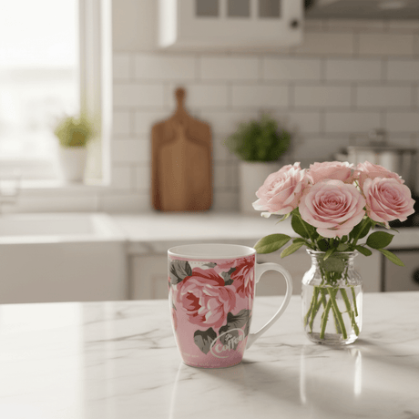 White & Pink Floral Ceramic Mug — 300ml - Al Kabayel Discount CentreWhite & Pink Floral Ceramic Mug — 300mlMugsAKDCAl Kabayel Discount Centre