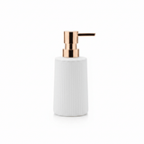White Plastic Ribbed Soap Dispenser with Rose Gold Pump – 400ml - Al Kabayel Discount CentreWhite Plastic Ribbed Soap Dispenser with Rose Gold Pump – 400mlHolders & DispensersAKDCAl Kabayel Discount Centre