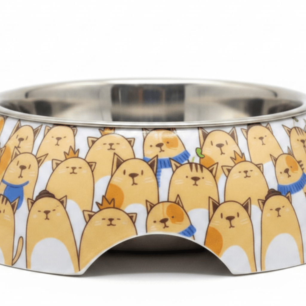 White Plastic & Stainless Steel Cartoon Cat Pet Feeding Bowl - 11cm - Al Kabayel Discount CentreWhite Plastic & Stainless Steel Cartoon Cat Pet Feeding Bowl - 11cmPet SuppliesAKDCAl Kabayel Discount Centre