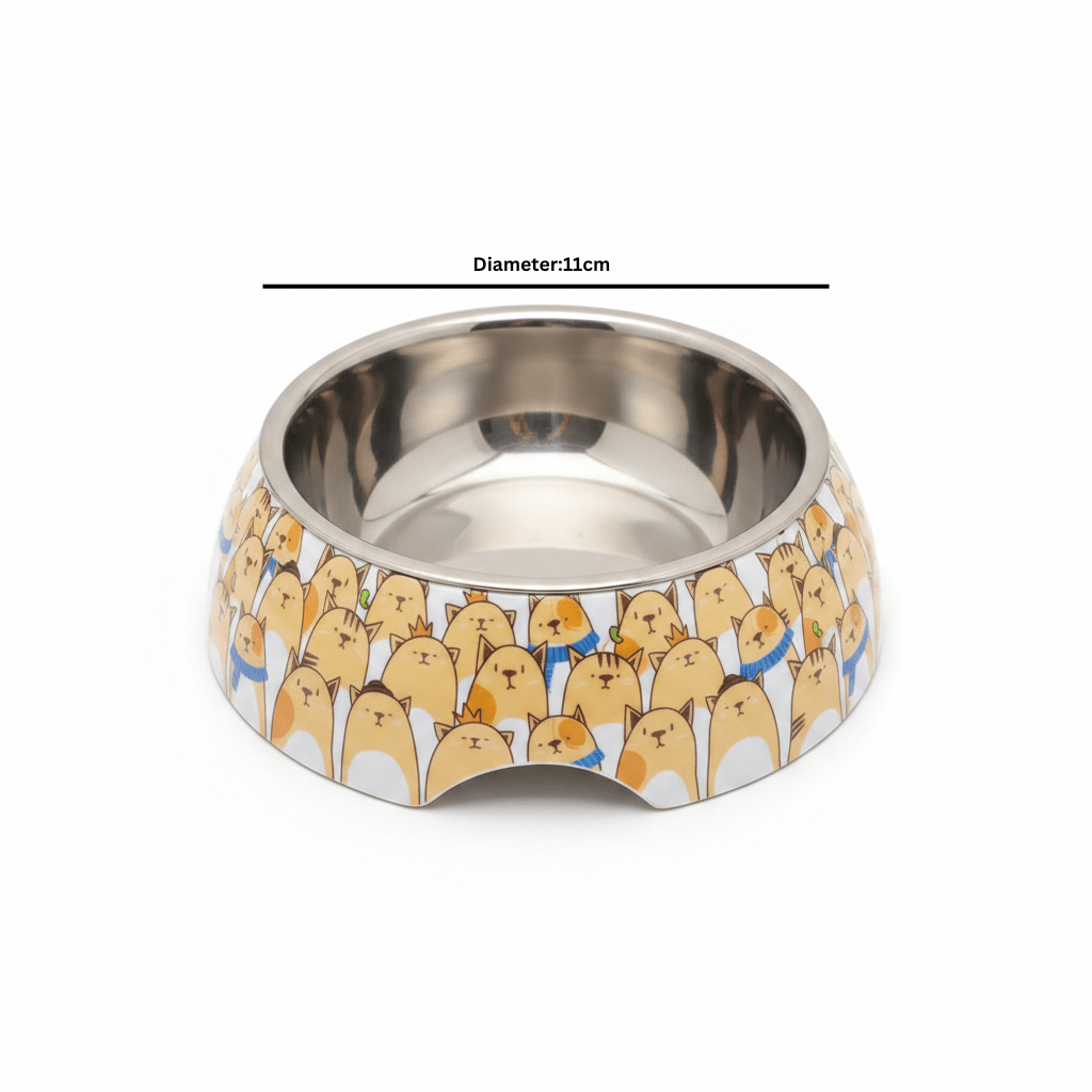 White Plastic & Stainless Steel Cartoon Cat Pet Feeding Bowl - 11cm - Al Kabayel Discount CentreWhite Plastic & Stainless Steel Cartoon Cat Pet Feeding Bowl - 11cmPet SuppliesAKDCAl Kabayel Discount Centre