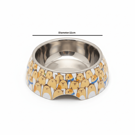 White Plastic & Stainless Steel Cartoon Cat Pet Feeding Bowl - 11cm - Al Kabayel Discount CentreWhite Plastic & Stainless Steel Cartoon Cat Pet Feeding Bowl - 11cmPet SuppliesAKDCAl Kabayel Discount Centre