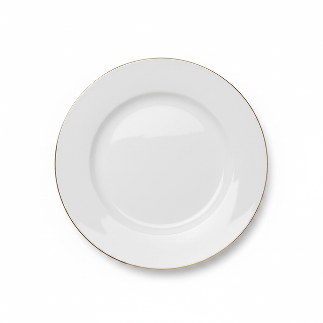 White Porcelain Dinner Plate with Gold Rim - 10 Inch - Al Kabayel Discount CentreWhite Porcelain Dinner Plate with Gold Rim - 10 InchPlatesAKDCAl Kabayel Discount Centre