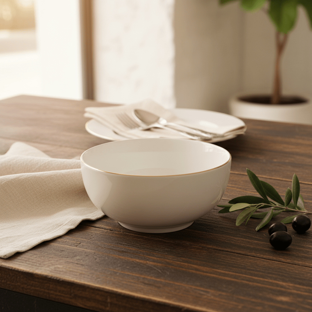 White Porcelain Soup Bowl with Gold Rim – 6 Inch - Al Kabayel Discount CentreWhite Porcelain Soup Bowl with Gold Rim – 6 InchBowlsAKDCAl Kabayel Discount Centre