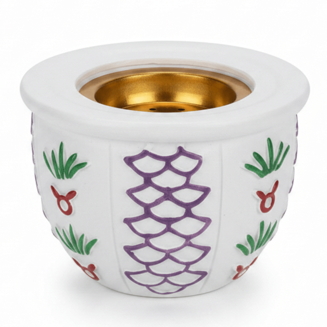 White & Purple Chalk Incense Burner — 9×12 cm - Al Kabayel Discount CentreWhite & Purple Chalk Incense Burner — 9×12 cmIncense burnerAKDCAl Kabayel Discount Centre
