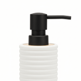White Ribbed Plastic Liquid Soap Dispenser - 400ml - White / Black / Peach - Al Kabayel Discount CentreWhite Ribbed Plastic Liquid Soap Dispenser - 400ml - White / Black / PeachHolders & DispensersAKDCAl Kabayel Discount Centre