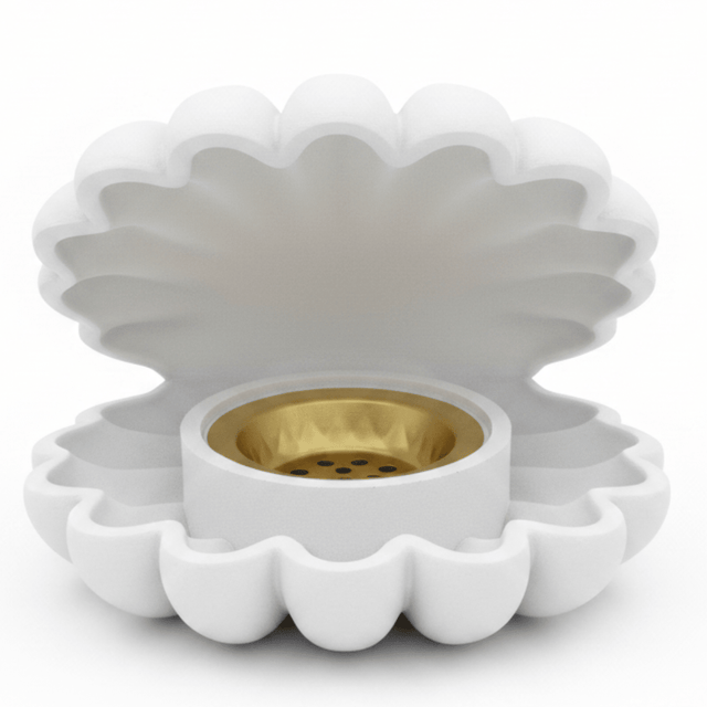 White Shell Incense Burner | Ceramic Clamshell Design with Gold Brass Insert | 14cm - Al Kabayel Discount CentreWhite Shell Incense Burner | Ceramic Clamshell Design with Gold Brass Insert | 14cmIncense burnerAKDCAl Kabayel Discount Centre