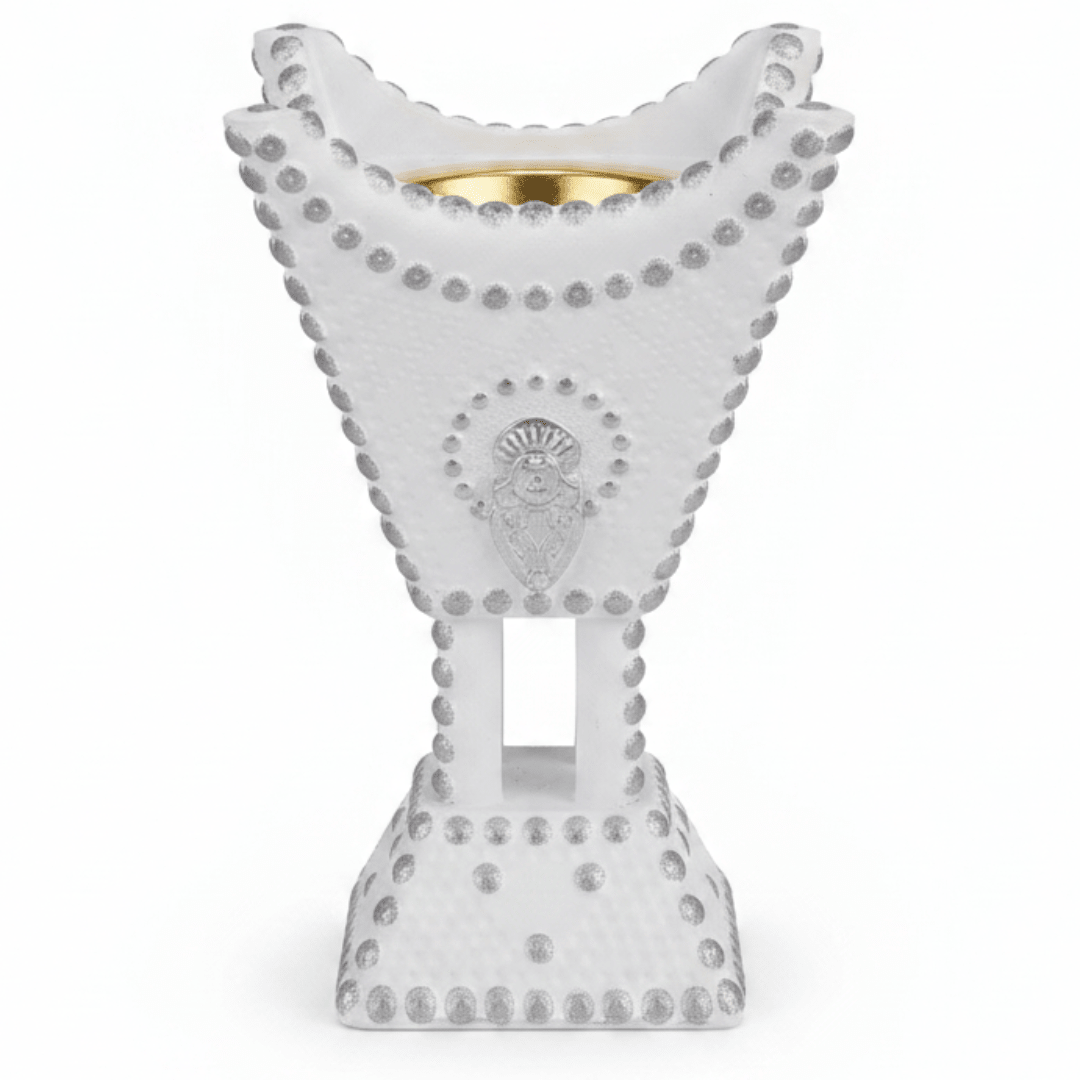 White & Silver Chalk Incense Burner | Arabic Majlis Bakhoor Holder | 13×8 cm - Al Kabayel Discount CentreWhite & Silver Chalk Incense Burner | Arabic Majlis Bakhoor Holder | 13×8 cmIncense burnerAKDCAl Kabayel Discount Centre
