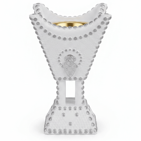 White & Silver Chalk Incense Burner | Arabic Majlis Bakhoor Holder | 13×8 cm - Al Kabayel Discount CentreWhite & Silver Chalk Incense Burner | Arabic Majlis Bakhoor Holder | 13×8 cmIncense burnerAKDCAl Kabayel Discount Centre