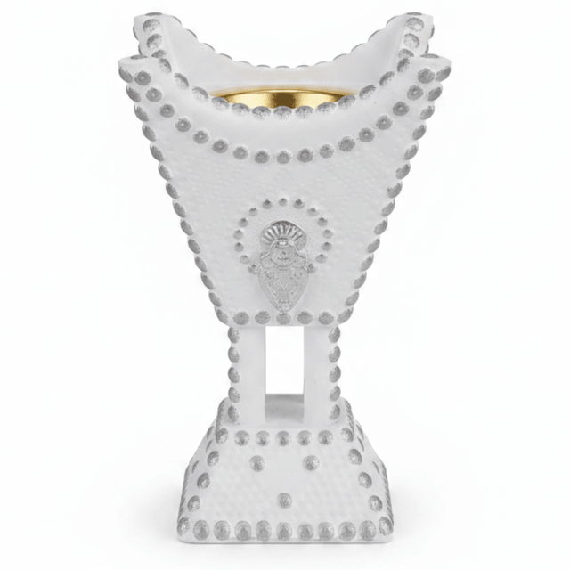 White & Silver Chalk Incense Burner | Arabic Majlis Bakhoor Holder | 13×8 cm - Al Kabayel Discount CentreWhite & Silver Chalk Incense Burner | Arabic Majlis Bakhoor Holder | 13×8 cmIncense burnerAKDCAl Kabayel Discount Centre