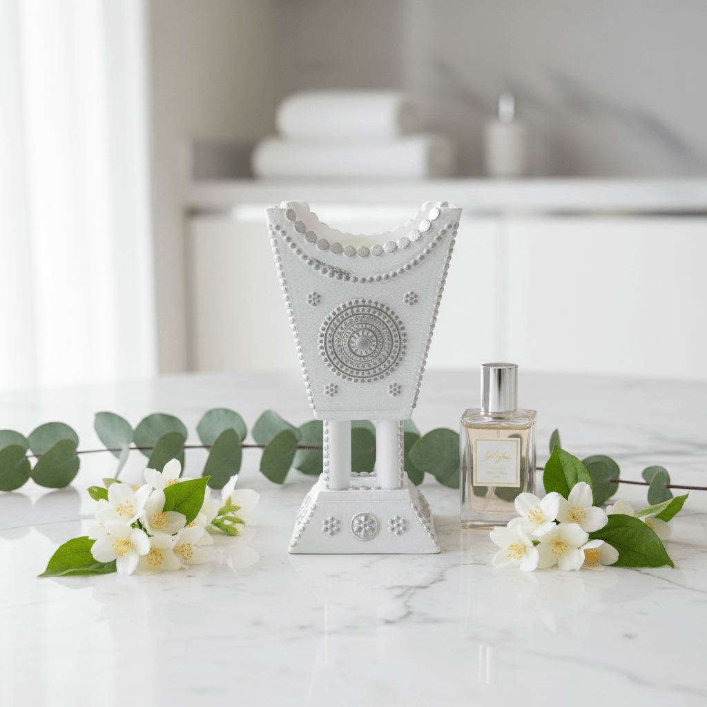 White & Silver Chalk Incense Burner | Ornate Mandala Design | 16×7cm - Al Kabayel Discount CentreWhite & Silver Chalk Incense Burner | Ornate Mandala Design | 16×7cmIncense burnerAKDCAl Kabayel Discount Centre