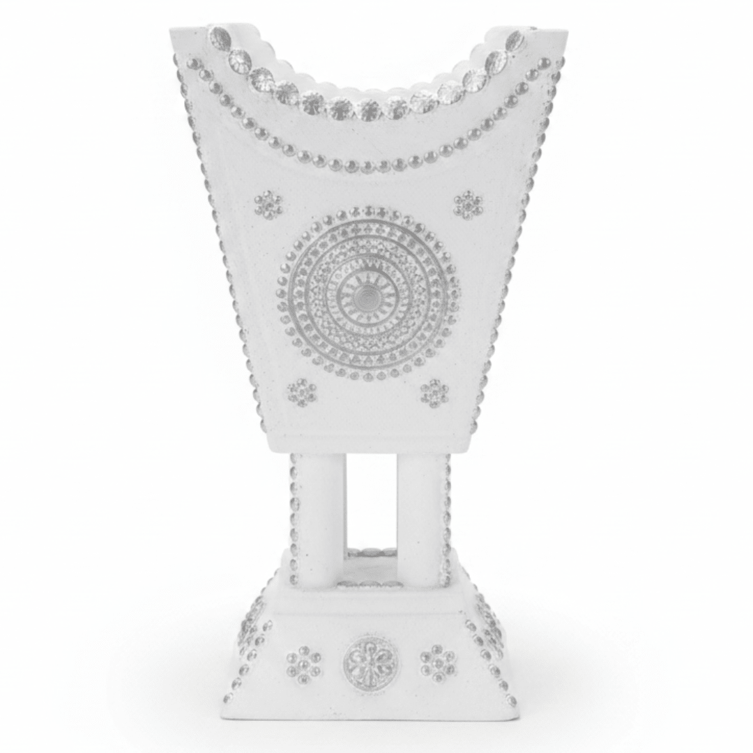 White & Silver Chalk Incense Burner | Ornate Mandala Design | 16×7cm - Al Kabayel Discount CentreWhite & Silver Chalk Incense Burner | Ornate Mandala Design | 16×7cmIncense burnerAKDCAl Kabayel Discount Centre
