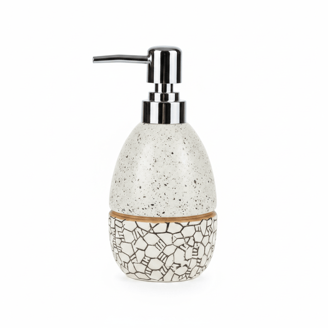 White Speckled Ceramic & Plastic Liquid Soap Dispenser – 400ml - Al Kabayel Discount CentreWhite Speckled Ceramic & Plastic Liquid Soap Dispenser – 400mlHolders & DispensersAKDCAl Kabayel Discount Centre