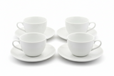 AKDC 4pc Cup & Saucer Set, 300ml Cup, White