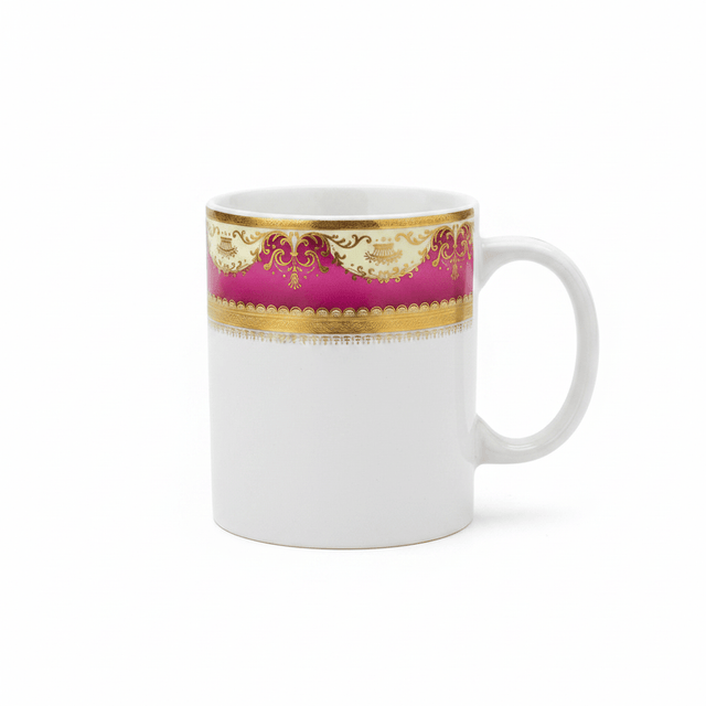 White with Pink & Gold Ornate Design Ceramic Mug - 300ml - Al Kabayel Discount CentreWhite with Pink & Gold Ornate Design Ceramic Mug - 300mlMugsAKDCAl Kabayel Discount Centre