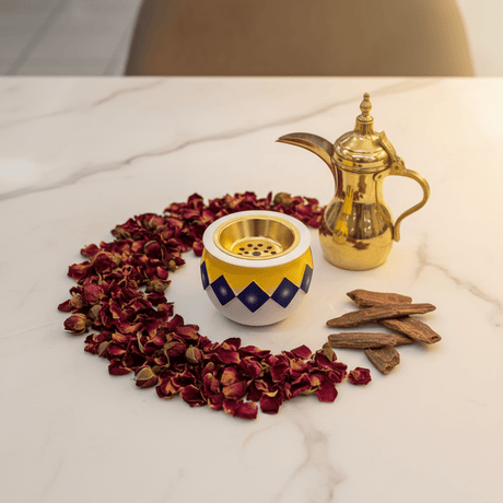 White Yellow & Blue Ceramic Incense Burner | Bakhoor Holder | 7×8 cm - Al Kabayel Discount CentreWhite Yellow & Blue Ceramic Incense Burner | Bakhoor Holder | 7×8 cmIncense BurnerAKDCAl Kabayel Discount Centre