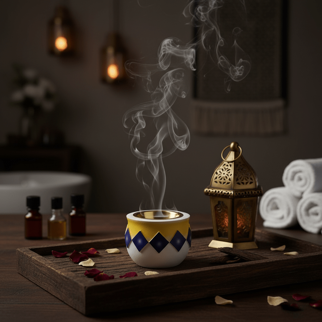 White Yellow & Blue Ceramic Incense Burner | Bakhoor Holder | 7×8 cm - Al Kabayel Discount CentreWhite Yellow & Blue Ceramic Incense Burner | Bakhoor Holder | 7×8 cmIncense BurnerAKDCAl Kabayel Discount Centre