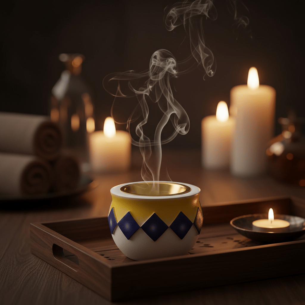 White Yellow & Blue Ceramic Incense Burner | Bakhoor Holder | 7×8 cm - Al Kabayel Discount CentreWhite Yellow & Blue Ceramic Incense Burner | Bakhoor Holder | 7×8 cmIncense BurnerAKDCAl Kabayel Discount Centre