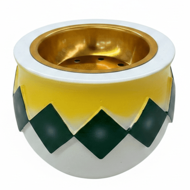White, Yellow & Green Chevron Incense Burner | Gold Interior | 7×8 cm - Al Kabayel Discount CentreWhite, Yellow & Green Chevron Incense Burner | Gold Interior | 7×8 cmIncense BurnerAKDCAl Kabayel Discount Centre