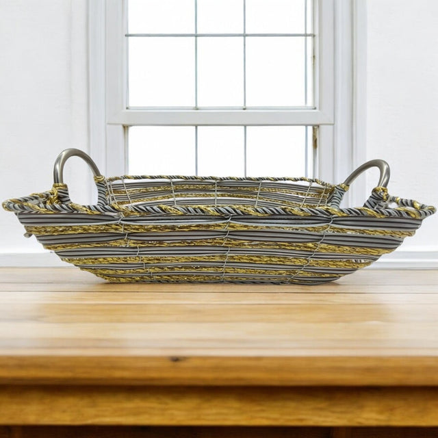Wicker Basket Natural Study Willow Basket, Vintage - Style Picnic Basket With Handle Metal Ramadan Basket, Easter Basket, Multipurpose Storage Baskets for Fruit, Candy Gift 37cmX27cmX10cm - Al Kabayel Discount CentreWicker Basket Natural Study Willow Basket, Vintage - Style Picnic Basket With Handle Metal Ramadan Basket, Easter Basket, Multipurpose Storage Baskets for Fruit, Candy Gift 37cmX27cmX10cmRattanAKDCAl Kabayel Discount Centre