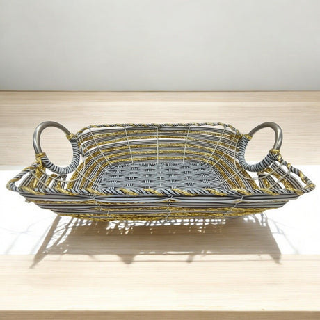 Wicker Basket Natural Study Willow Basket, Vintage - Style Picnic Basket With Handle Metal Ramadan Basket, Easter Basket, Multipurpose Storage Baskets for Fruit, Candy Gift 37cmX27cmX10cm - Al Kabayel Discount CentreWicker Basket Natural Study Willow Basket, Vintage - Style Picnic Basket With Handle Metal Ramadan Basket, Easter Basket, Multipurpose Storage Baskets for Fruit, Candy Gift 37cmX27cmX10cmRattanAKDCAl Kabayel Discount Centre