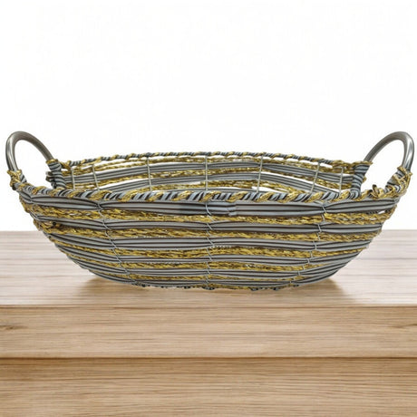 Wicker Oval Basket Natural Study Willow Basket, Vintage - Style Picnic Basket With Handle Metal Ramadan Basket, Easter Basket, Multipurpose Storage Baskets for Fruit, Candy Gift 40cmX29cmX10cm - Al Kabayel Discount CentreWicker Oval Basket Natural Study Willow Basket, Vintage - Style Picnic Basket With Handle Metal Ramadan Basket, Easter Basket, Multipurpose Storage Baskets for Fruit, Candy Gift 40cmX29cmX10cmRattanAKDCAl Kabayel Discount Centre