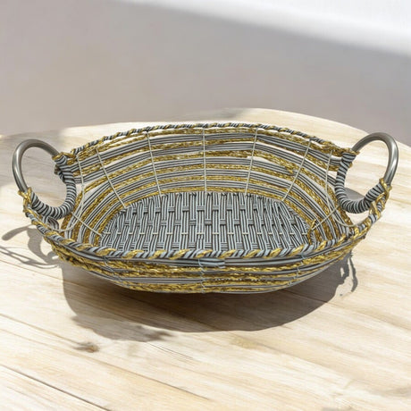Wicker Oval Basket Natural Study Willow Basket, Vintage - Style Picnic Basket With Handle Metal Ramadan Basket, Easter Basket, Multipurpose Storage Baskets for Fruit, Candy Gift 40cmX29cmX10cm - Al Kabayel Discount CentreWicker Oval Basket Natural Study Willow Basket, Vintage - Style Picnic Basket With Handle Metal Ramadan Basket, Easter Basket, Multipurpose Storage Baskets for Fruit, Candy Gift 40cmX29cmX10cmRattanAKDCAl Kabayel Discount Centre
