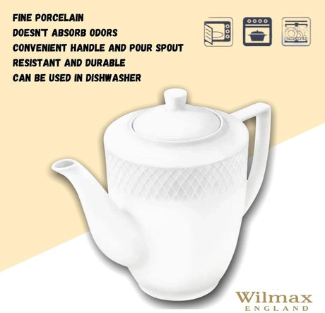 WILMAX Ceramic Teapot 750ml, White - Al Kabayel Discount CentreWILMAX Ceramic Teapot 750ml, WhiteTea/Coffee PotsWILMAXAl Kabayel Discount Centre