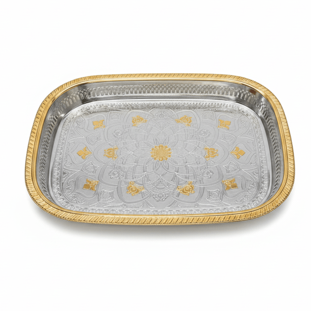 Windcera Gold & Silver Stainless Steel Rectangle Serving Tray | 45×33cm - Al Kabayel Discount CentreWindcera Gold & Silver Stainless Steel Rectangle Serving Tray | 45×33cmServing TraysWINDCERAAl Kabayel Discount Centre