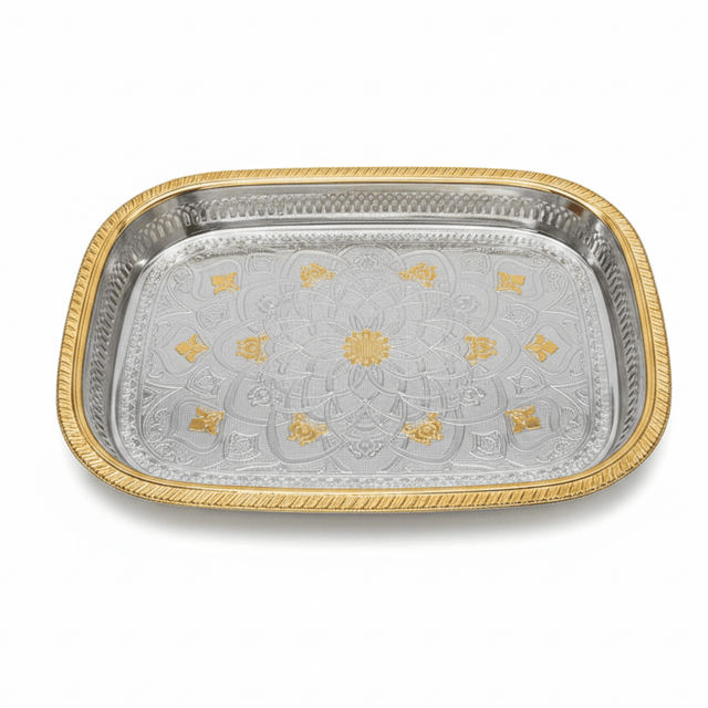 Windcera Gold & Silver Stainless Steel Rectangle Serving Tray | 45×33cm - Al Kabayel Discount CentreWindcera Gold & Silver Stainless Steel Rectangle Serving Tray | 45×33cmServing TraysWINDCERAAl Kabayel Discount Centre