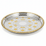 Windcera Luxury Oval Tray | Silver & Gold Stainless Steel | Arabic Geometric Pattern | 43×30cm - Al Kabayel Discount CentreWindcera Luxury Oval Tray | Silver & Gold Stainless Steel | Arabic Geometric Pattern | 43×30cmServing TraysWINDCERAAl Kabayel Discount Centre