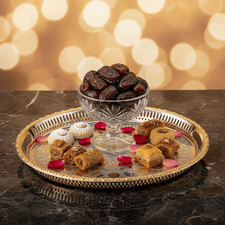 Windcera Luxury Oval Tray | Silver & Gold Stainless Steel | Arabic Geometric Pattern | 43×30cm - Al Kabayel Discount CentreWindcera Luxury Oval Tray | Silver & Gold Stainless Steel | Arabic Geometric Pattern | 43×30cmServing TraysWINDCERAAl Kabayel Discount Centre