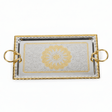 Windcera Premium Rectangular Silver & Gold Stainless Steel Serving Tray with Elegant Golden Handles, Multipurpose Food & Tea Serving Platter for Home Kitchen & Dining – 41 x 21 cm - Al Kabayel Discount CentreWindcera Premium Rectangular Silver & Gold Stainless Steel Serving Tray with Elegant Golden Handles, Multipurpose Food & Tea Serving Platter for Home Kitchen & Dining – 41 x 21 cmServing TraysWindceraAl Kabayel Discount Centre