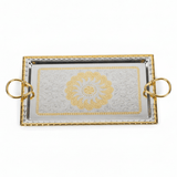 Windcera Premium Rectangular Silver & Gold Stainless Steel Serving Tray with Elegant Golden Handles, Multipurpose Food & Tea Serving Platter for Home Kitchen & Dining – 41 x 21 cm - Al Kabayel Discount CentreWindcera Premium Rectangular Silver & Gold Stainless Steel Serving Tray with Elegant Golden Handles, Multipurpose Food & Tea Serving Platter for Home Kitchen & Dining – 41 x 21 cmServing TraysWindceraAl Kabayel Discount Centre