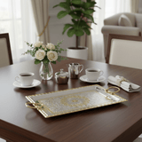 Windcera Premium Rectangular Silver & Gold Stainless Steel Serving Tray with Elegant Golden Handles, Multipurpose Food & Tea Serving Platter for Home Kitchen & Dining – 41 x 21 cm - Al Kabayel Discount CentreWindcera Premium Rectangular Silver & Gold Stainless Steel Serving Tray with Elegant Golden Handles, Multipurpose Food & Tea Serving Platter for Home Kitchen & Dining – 41 x 21 cmServing TraysWindceraAl Kabayel Discount Centre