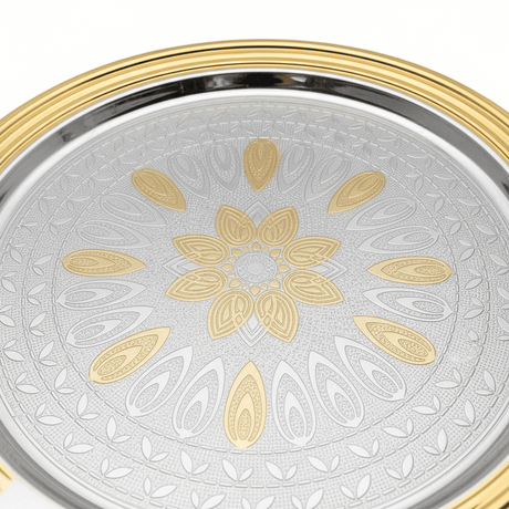 Windcera Round Gold & Silver Stainless Steel Serving Tray – 35cm - Al Kabayel Discount CentreWindcera Round Gold & Silver Stainless Steel Serving Tray – 35cmServing TraysWINDCERAAl Kabayel Discount Centre