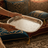 Windcera Silver Stainless Steel Serving Tray – 45×33cm | Arabic Mandala Engraving - Al Kabayel Discount CentreWindcera Silver Stainless Steel Serving Tray – 45×33cm | Arabic Mandala EngravingServing TraysWINDCERAAl Kabayel Discount Centre