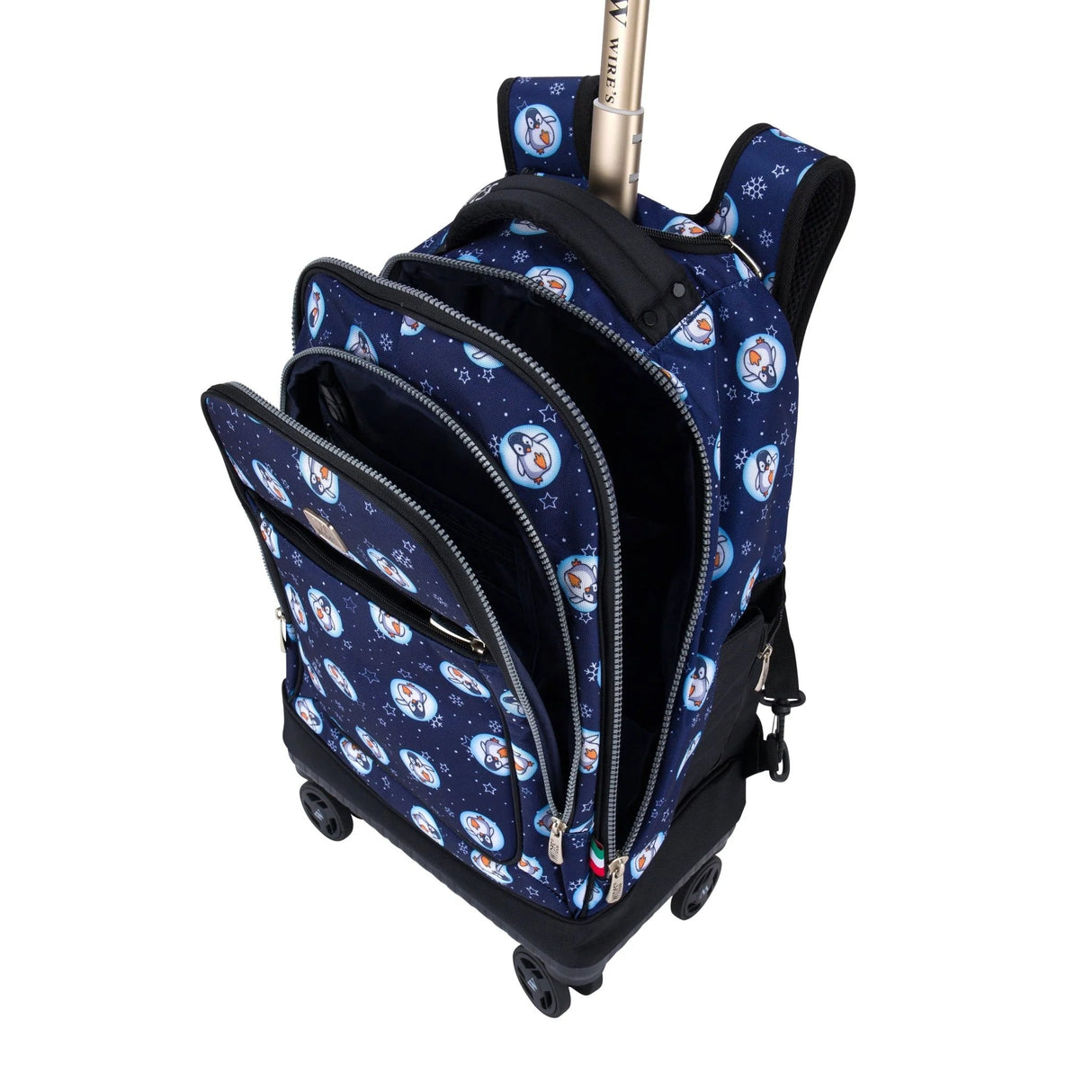Wires 4 - Wheel Trolley 19" School Bag Set with Lunch Bag and Pencil Case, 900D Gucci Material, Blue Penguin - W24557 - Al Kabayel Discount CentreWires 4 - Wheel Trolley 19" School Bag Set with Lunch Bag and Pencil Case, 900D Gucci Material, Blue Penguin - W24557School BagsWIRESAl Kabayel Discount Centre