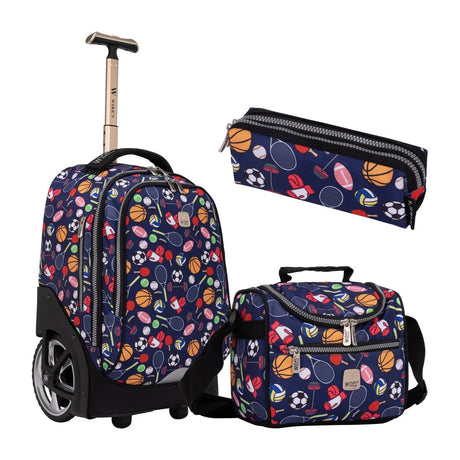 Wires Sport Big School Bag With Tolley 19"(Lunch Bag And Pencil Case) - Al Kabayel Discount CentreWires Sport Big School Bag With Tolley 19"(Lunch Bag And Pencil Case)School BagsWIRESAl Kabayel Discount Centre